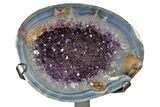 Agate & Amethyst Jewelry Box Geode With Metal Stand #171837-4
